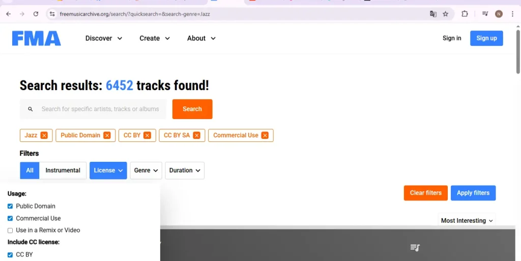website free music archive untuk musik public domain dan commercial use