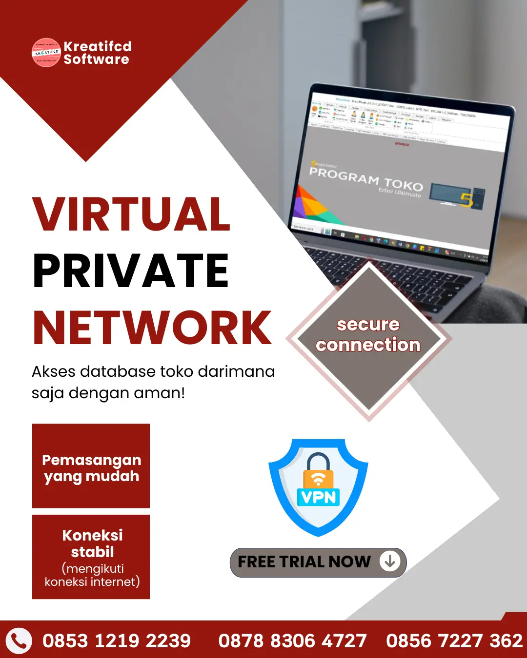 sewa virtual private network VPN untuk akses database toko dari jarak jauh